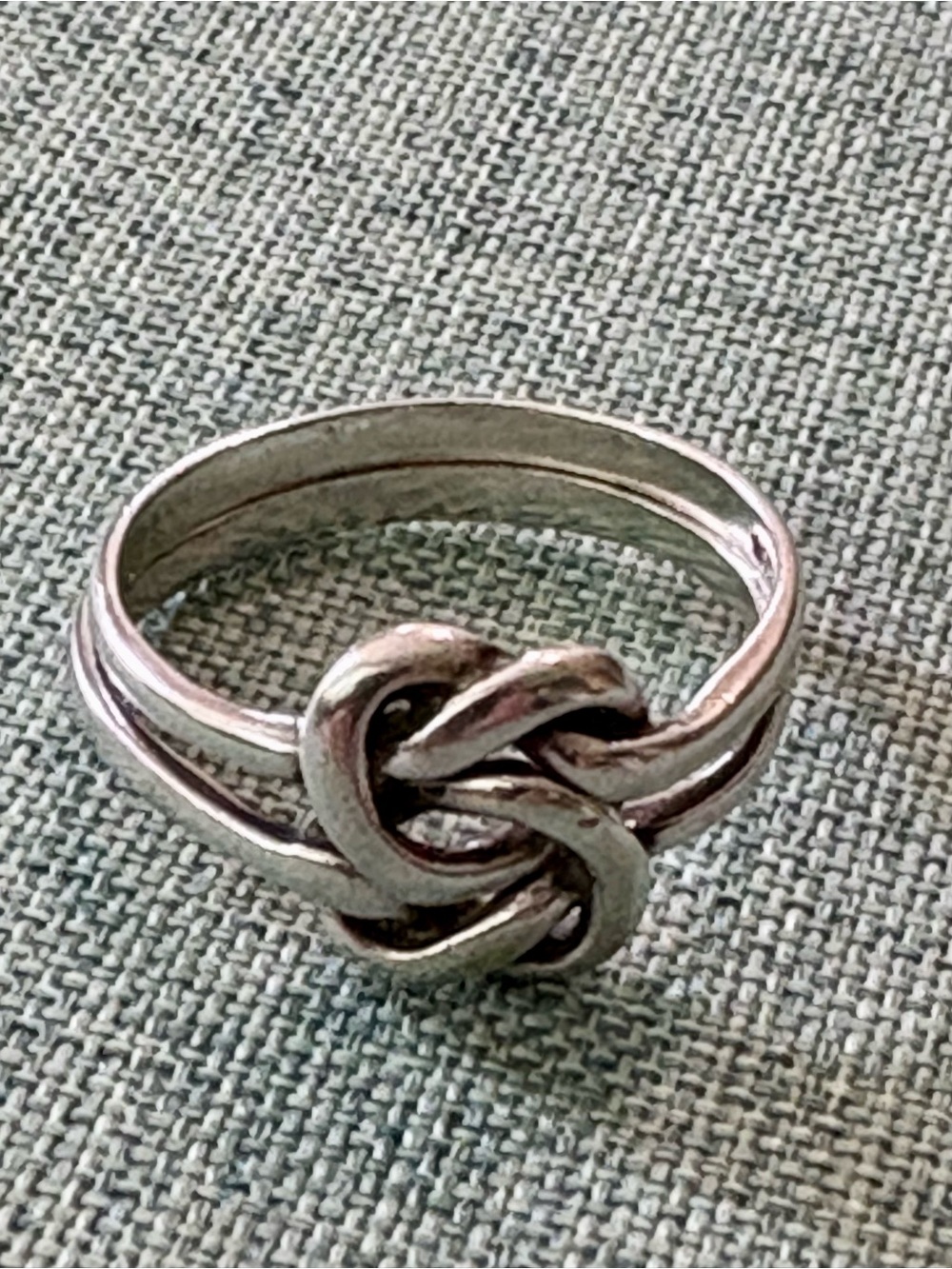 sterling sterling silver double love knot ring with interlocked band design